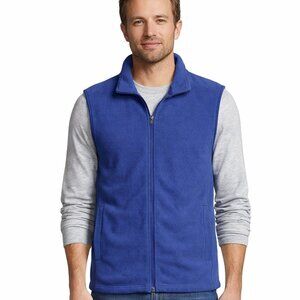 Lands End Mens Fleece Vest Medium Blue Oeko-Tex Full Front Zipper Pockets